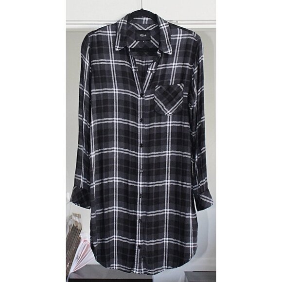 Rails Bianca Shirt Dress in Onyx Slate White - Small - Picture 2 of 11